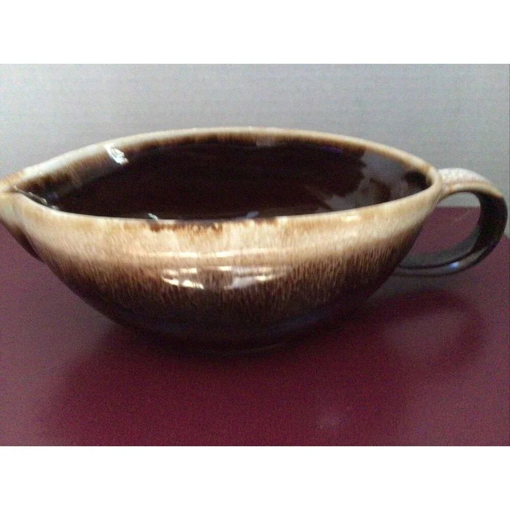 Vintage McCoy USA Pottery 7128 Brown Glaze Gravy Bowl 8
